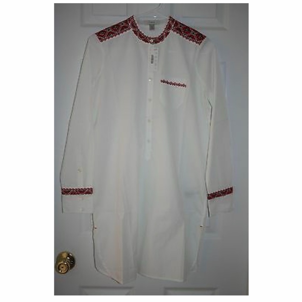 J.CREW EMBROIDERED TUNIC IN WHITE. SIZE: S.